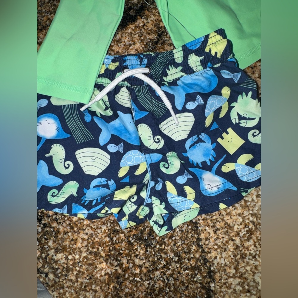 Carter's Green and Blue Whale Rashguard Set - Picture 6 of 6